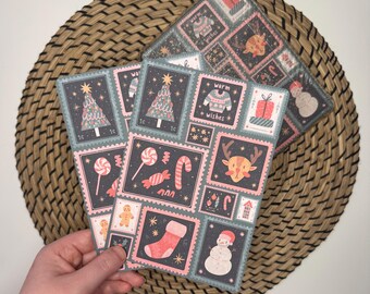 Christmas Stamps Kindle Inserts, Kindle insert for Kindle Paperwhite, Kindle Basic, Christmas Kindle Insert, Festive Kindle Insert