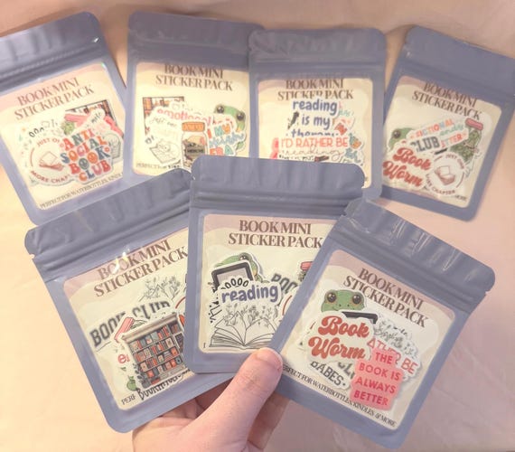Bookish Mini Sticker Pack, Kindle Filler Stickers, BookTok Scrapbook Accessories, Book Club Favors. E-Reader Decor