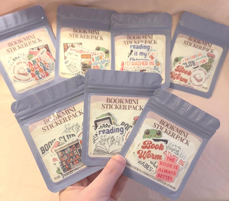 Bookish Mini Sticker Pack, Kindle Filler Stickers, BookTok Scrapbook Accessories, Book Club Favors. E-Reader Decor image 1