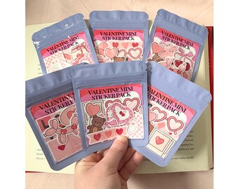 Coquette Valentine Mini Sticker Pack, Pink Bow Filler Stickers for Kindle, Heart Decor, Booktok gift