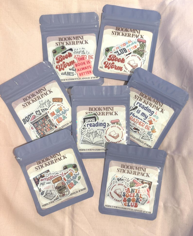 Bookish Mini Sticker Pack, Kindle Filler Stickers, BookTok Scrapbook Accessories, Book Club Favors. E-Reader Decor image 4