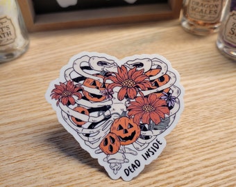 Dead Inside Heart Sticker, Halloween Decor, Spooky Gift