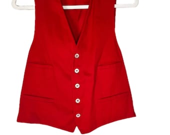 Red, Tailored Formal Wool Vest, free shipping