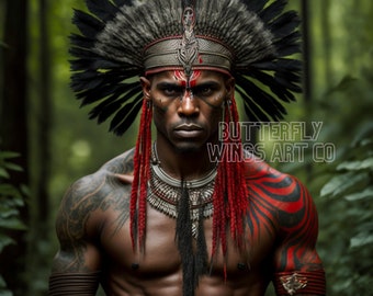 Afrocentric Black Man Art King Royalty Indigenous