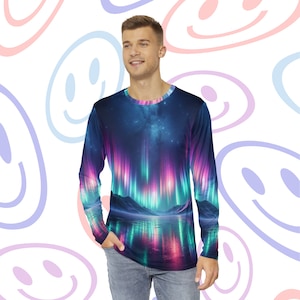 Aurora Borealis Men's Long Sleeve Shirt 1