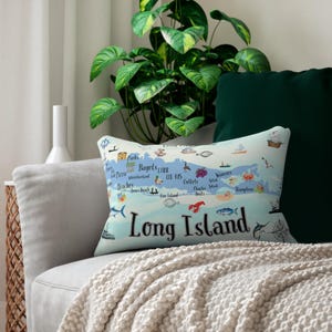 Long Island Karte werfen lumbalen Kissen, Wohnkultur, Housewarming Geschenk, Long Island Geschenke