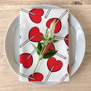 Lollipop Heart Fabric Napkins Valentines Love Gift