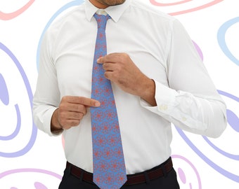 Orange Circles Light Blue Background Necktie Men's Youth