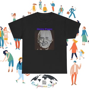 Jimmy Pages Novelty Led Zeppelin Shirt Unisex Heavy Cotton Tee Guitar