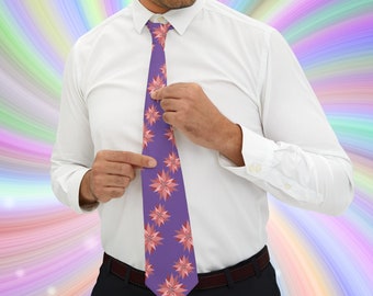 Floral Purple Background Necktie, Neck Tie, Mens Youth