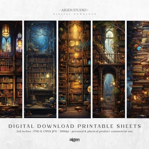 Bookmarks 20 Fantasy Library Designs | Printable Bookmarks Digital ...