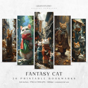 Bookmarks  20 Fantasy Cat Designs | Printable Bookmarks digital download, Sublimate Cricut Silhouette print and cut