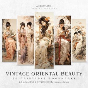 Bookmarks 20 Oriental Beauty Designs | Printable Bookmarks digital download, Sublimate Cricut Silhouette print and cut