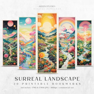 Bookmarks Surreal Landscape 20 Designs | Printable Bookmarks digital download, Sublimate Cricut Silhouette print and cut