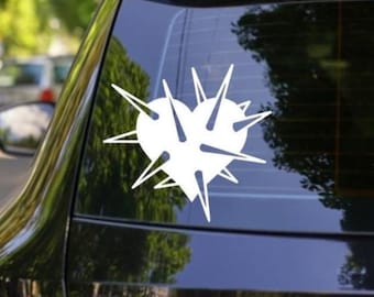 Spiked Heart Vinyl Decal: Gothic Car Bumper Sticker