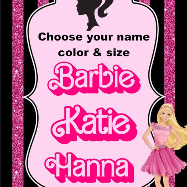 Personalized Doll Font Name Text Waterproof Vinyl Decal Window Bumper Sticker Car Truck Accessories Party Decorations Supplies Favors