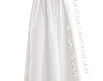 97% Cotton Maxi Slip Skirt | Under Dress Layering Skirt | Modest Muslim Cotton Skirt | Under Abaya Skirt | Breathable Maxi Skirt
