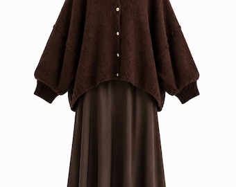 Modest Fall Sweater Top | Wool Mohair Blend | Oversized European Modest Knit Top | Muslimah Fall Winter Clothing
