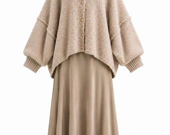 Modest Fall Sweater Top | Wool Mohair Blend | Oversized European Modest Knit Top | Muslimah Fall Winter Clothing