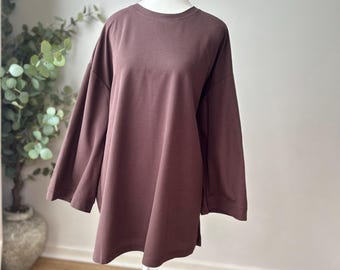 Modest Cotton Oversized Shirt Women | Long Sleeve Loose Tunic Top | Lightweight Summer Modest Clothing | Muslim Abaya Style Top | abaya top