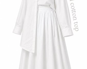Oversized Cotton Blouse Modest Women | Loose Fit Modest Top Long Sleeve | Casual Minimalist Summer Shirt | Muslim Modest Clothing USA