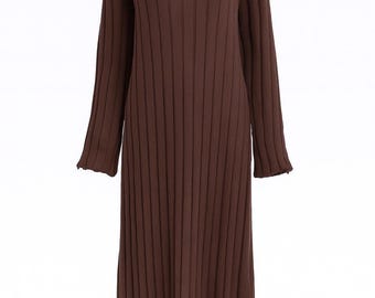 Winter Ribbed Knit Abaya Dress | Modest Long Sleeve Maxi Abaya | Cozy Winter Muslim Dress | Loose Fit Ribbed Abaya | Elegant Modest Dress