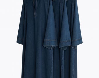 Denim Abaya 100% Cotton | Durable Modest Dress for Women | Casual Everyday Abaya | Affordable Muslim Wear | Long Sleeve Jilbab | Modest Deni
