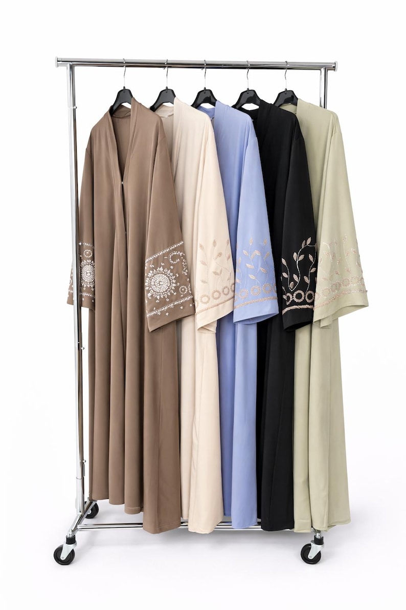 Abaya Rack Luxury Eid Abaya With Pearl Embroidery | Elegant Ramadan Modest Dress ...