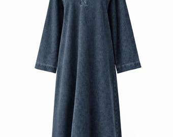 Denim Cotton Abaya Maxi Dress for Women | Modest Jean Abaya Dress | Loose Fit Long Denim Abaya | Muslim Modest Clothing