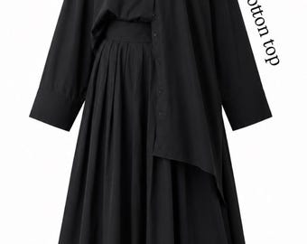 Oversized Cotton Blouse Modest Women | Loose Fit Modest Top Long Sleeve | Casual Minimalist Summer Shirt | Muslim Modest Clothing USA