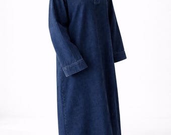 Denim Abaya Dress for Women | Cotton Jean Modest Maxi Abaya | Winter Long Sleeve Loose Fit Abaya Dress | Casual Everyday Modest Dress