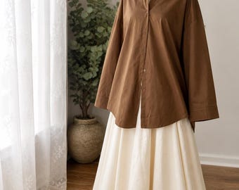 Modest Cotton Summer Top for Women, Loose Fit Lightweight Blouse, Breathable Modest Clothing USA, Muslimah Tunic, Oversized Minimal Top