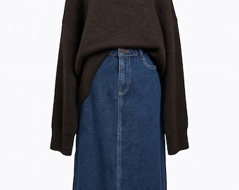 Cotton Denim Maxi Skirt • Modest Long Jean Skirt • High Waist A-Line Denim Skirt • Everyday Casual Maxi Skirt • Muslim Modest Clothing • Wom