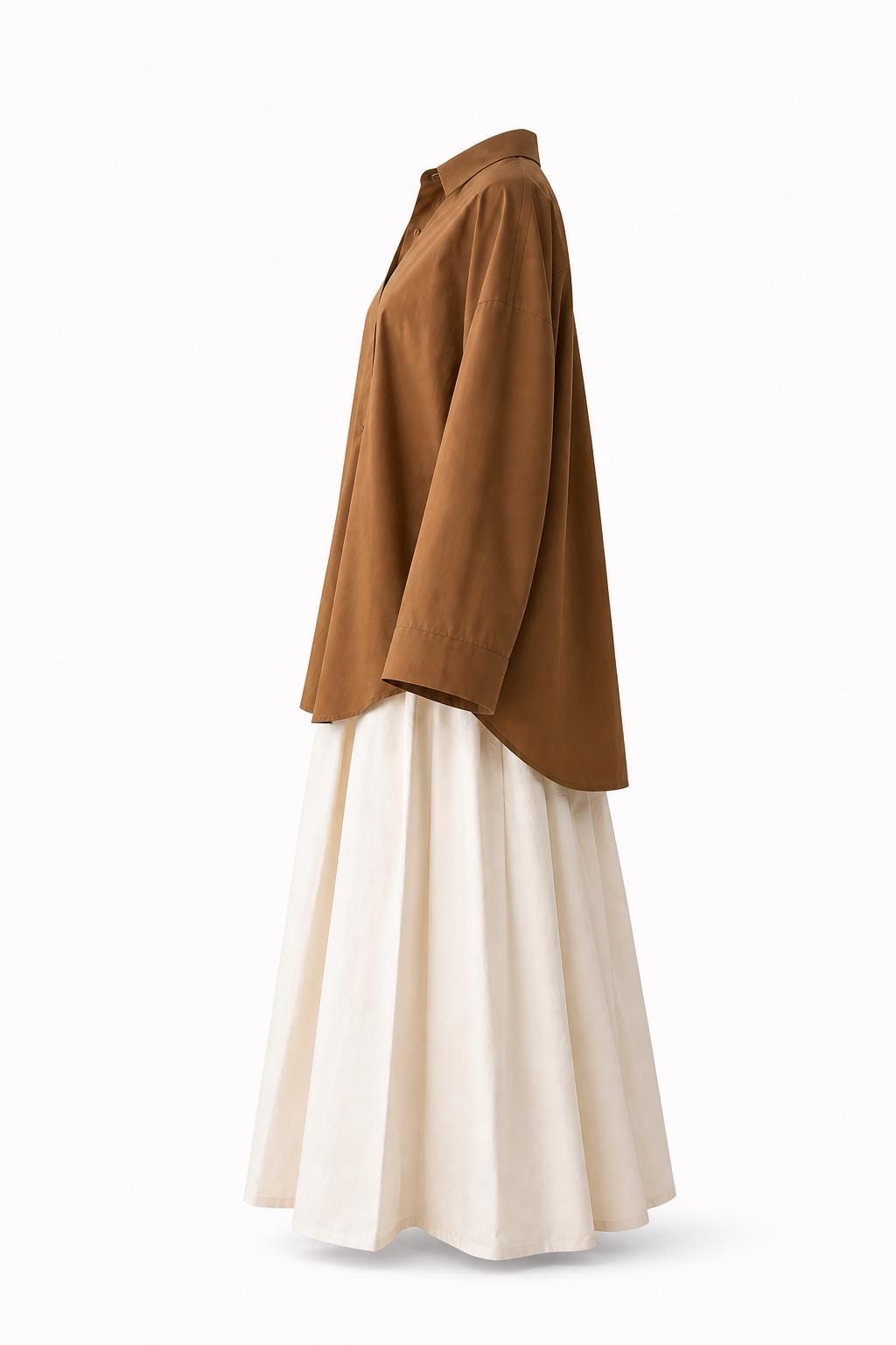 Modest Cotton Shirt Women Oversized Tunic Top Long Sleeve Button Down Loose Fit Hijabi Outfit Minimalist Shirt