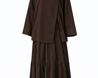 Modest Muslim Women Cotton Top | Oversized Loose Fit Tunic Blouse | Hijab Friendly Long Sleeve Shirt | Islamic Modest Clothing