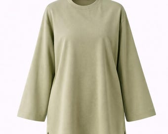 Modest Oversized Cotton Top for Women | Loose Fit Long Sleeve Tunic Shirt | Muslim Modest Wear | Casual Summer Cotton Blouse | Abaya Style T