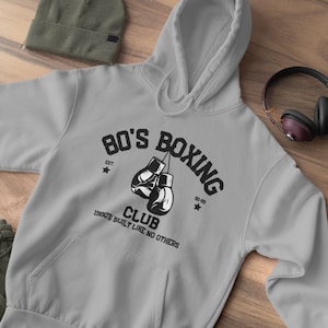 80&#39;s Vintage Boxing Hooded Sweatshirt 80s Fashion Shirt 80&#39;s Classic Hoodie 80&#39;s Boxing Club 80&#39;s Workout Hooded Sweatshirt Old School Gym
