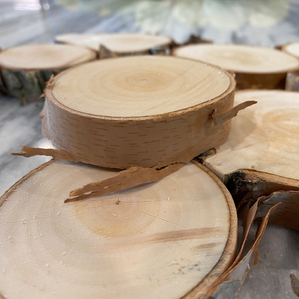 ORGANIC BIRCH Wood Slices - Live Edge Wood Rounds - Wood Disc ...
