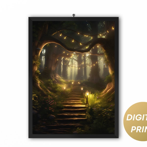 Elegant Forest With Beautiful Lighting Through The Mystical Path Engulfed In Trees Download Printable - Lavish Adventure Inspiring Poster