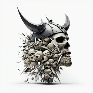 Viking Skulls Art Print 6 - Norse Art - Instant Digital Download - Skull Art - Valhalla Art - Printable Wall Art - Modern Art - Home Decor