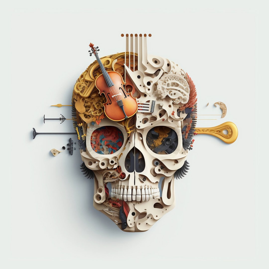 Skull String Instrument Musical Skull Art Print: Violin Music Decor (digital Download) - Etsy
