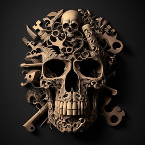 Skulls & Keys Art Print 1 - Keys and Locks - Instant Digital Download - Key Art - Steampunk - Printable Wall Art - Modern Art - Home Decor
