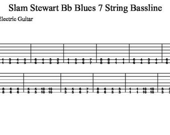 Líneas de bajo de blues de Slam Stewart / Lección de guitarra de 7 cuerdas en PDF