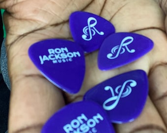 Púas de guitarra moradas con la firma de Ron Jackson / Juego de 5