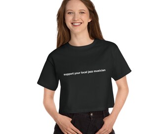 Camiseta corta de apoyo a músicos de jazz locales / Top de algodón Champion