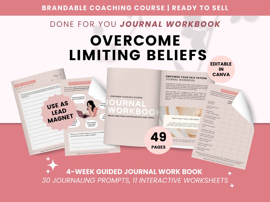 Coaching Workbook Template Self Confidence Journal Prompt Brandable ...