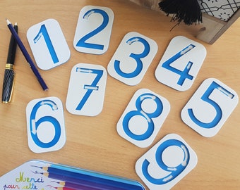 Montessori style educational sensory numbers