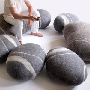 Stylish Comfort: Innovative Stone-Inspired Seating and Footrest, Conference Set. 3, 5 or 7 stones.