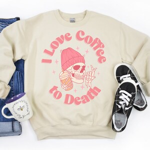 Skeleton Coffee Sweatshirt, Iced Coffee Gift for Her, Unisex Heavy Blend Crewneck, Coffee Lover Jumper, Skeleton Sweatshirt