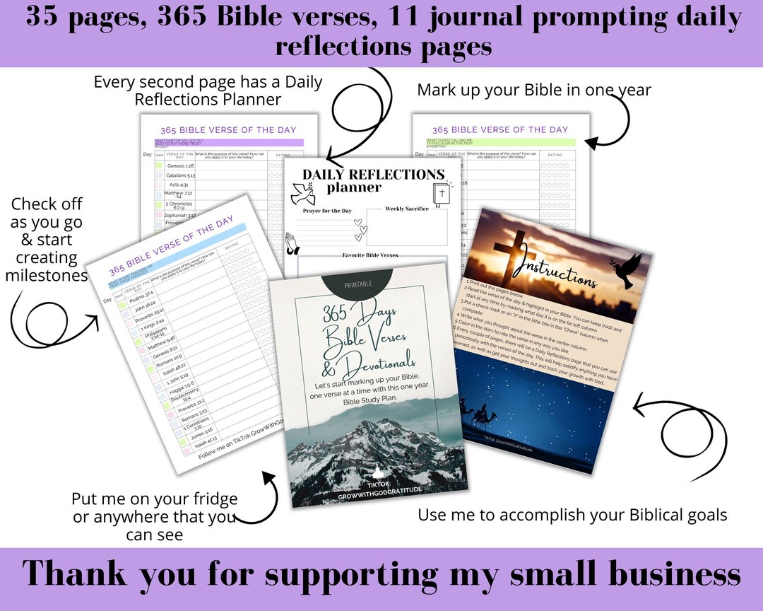 365 Days Bible Verse Study Journal Printable Verses of Encouragement ...
